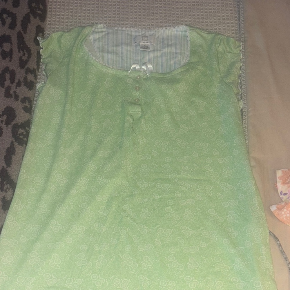 Karen Neuburger Light Green Floral Sleepwear Gown